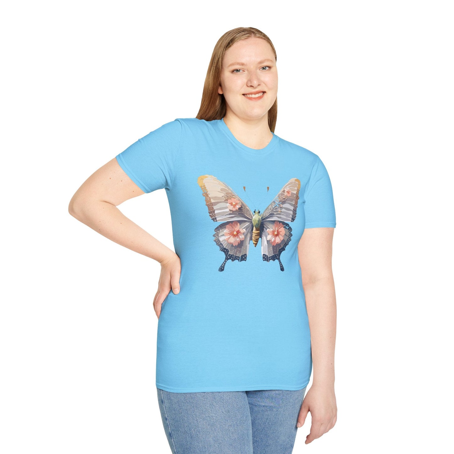 Butterfly T Shirt Unisex Monarch Design Gildan Softstyle 64000 100 Percent Ring Spun Cotton