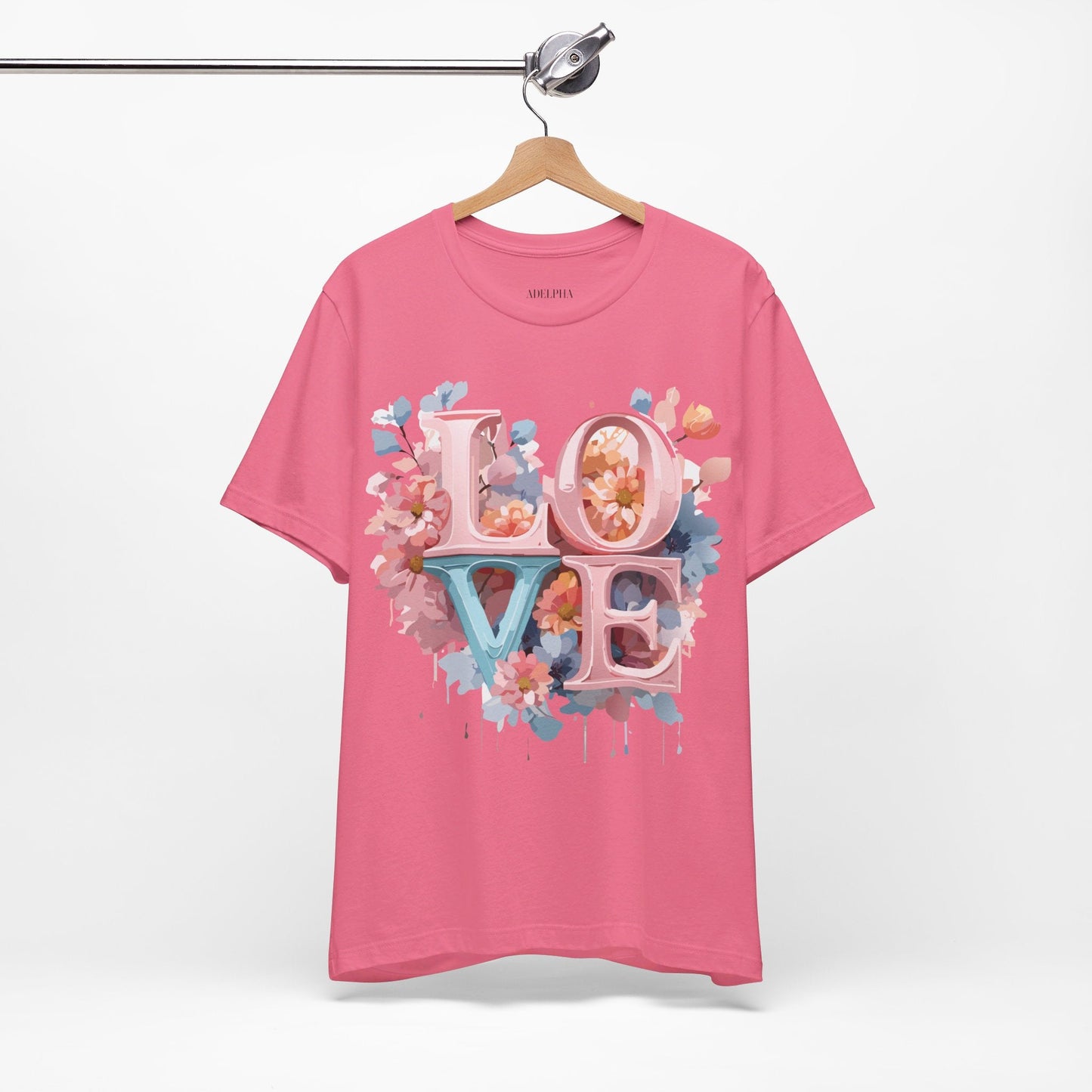 Valentine Day Graphic Unisex 100 Cotton Vintage Artwork with Love and Flower Design Tee 57