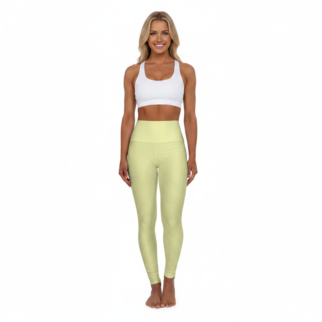 Spring Yellow Color High-Waist Yoga Leggings Women's Seamless Poly-Span Stretchy Pants XS-2XL