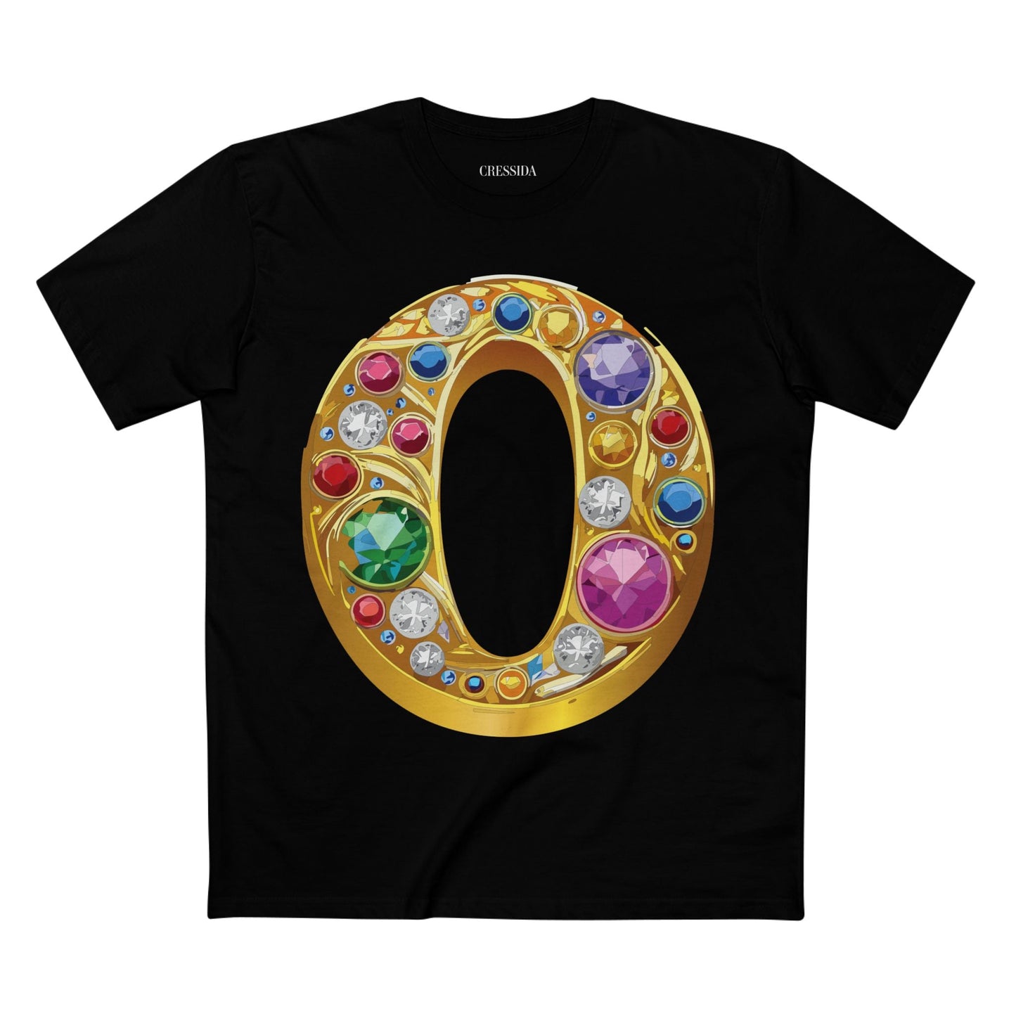 Letter O Graphic Design Tee Unisex 100 Cotton With Antique Gold Letters Artwork T-Shirt