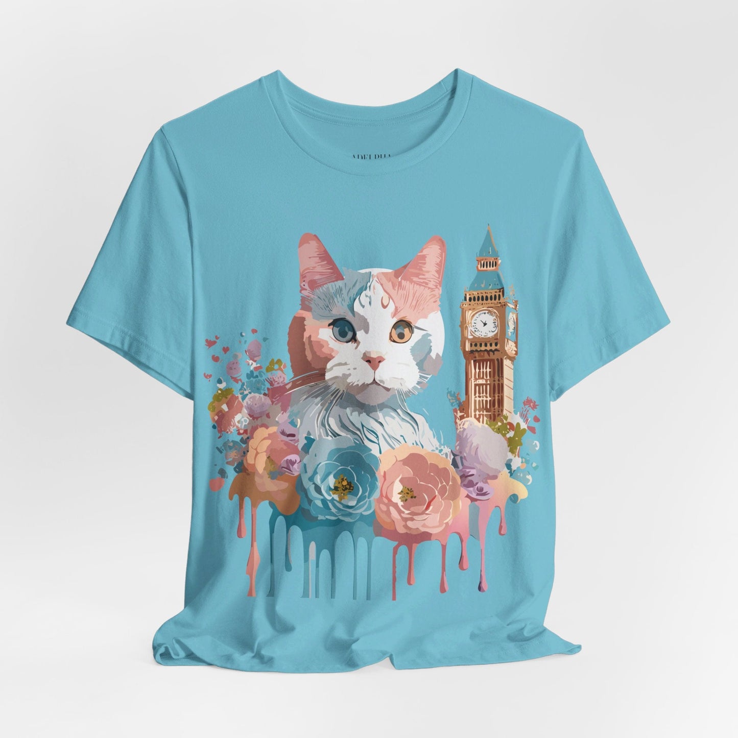 Unisex Cat Graphic Tee With Short Sleeve Vintage Inspired Art Adelpha