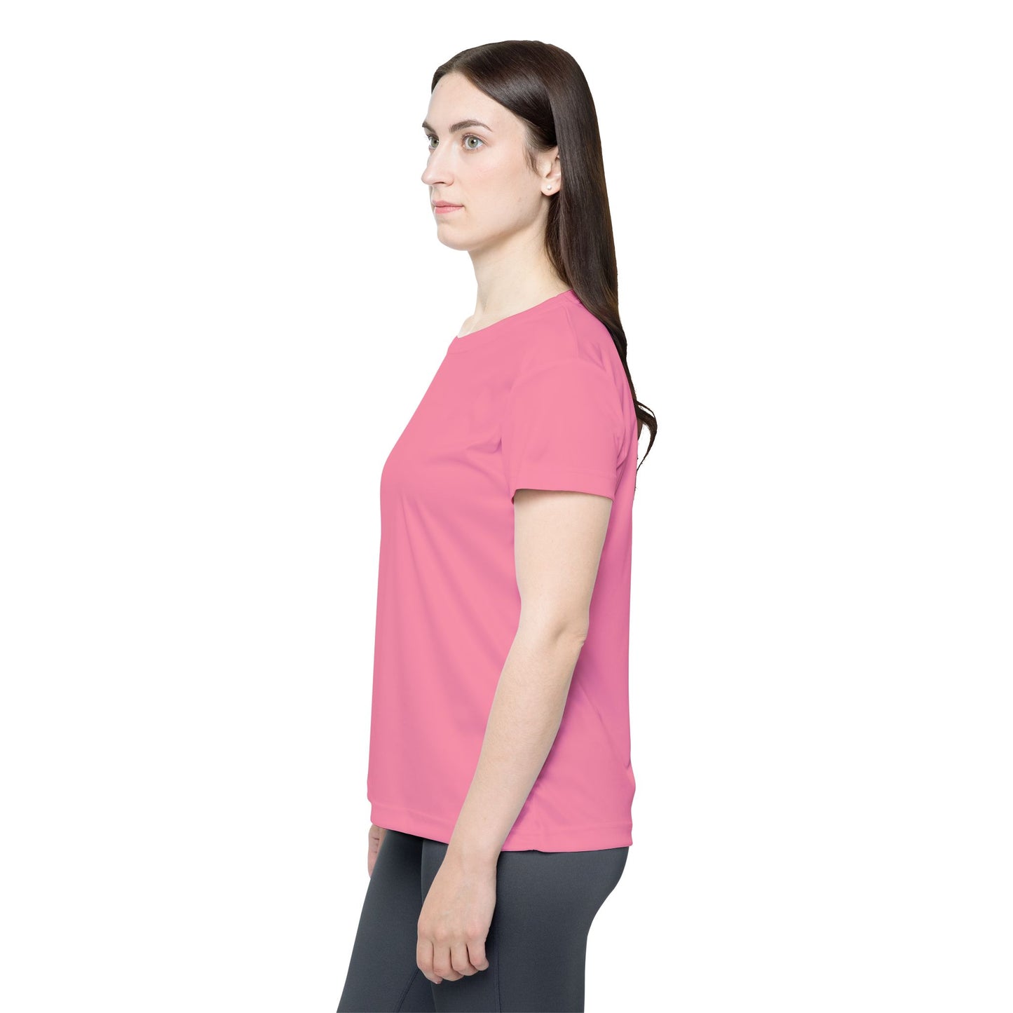 Cotton Candy Pink Women's Sports Jersey Short Sleeves 100% Poly Solid Pink Color Print Athletic Tee