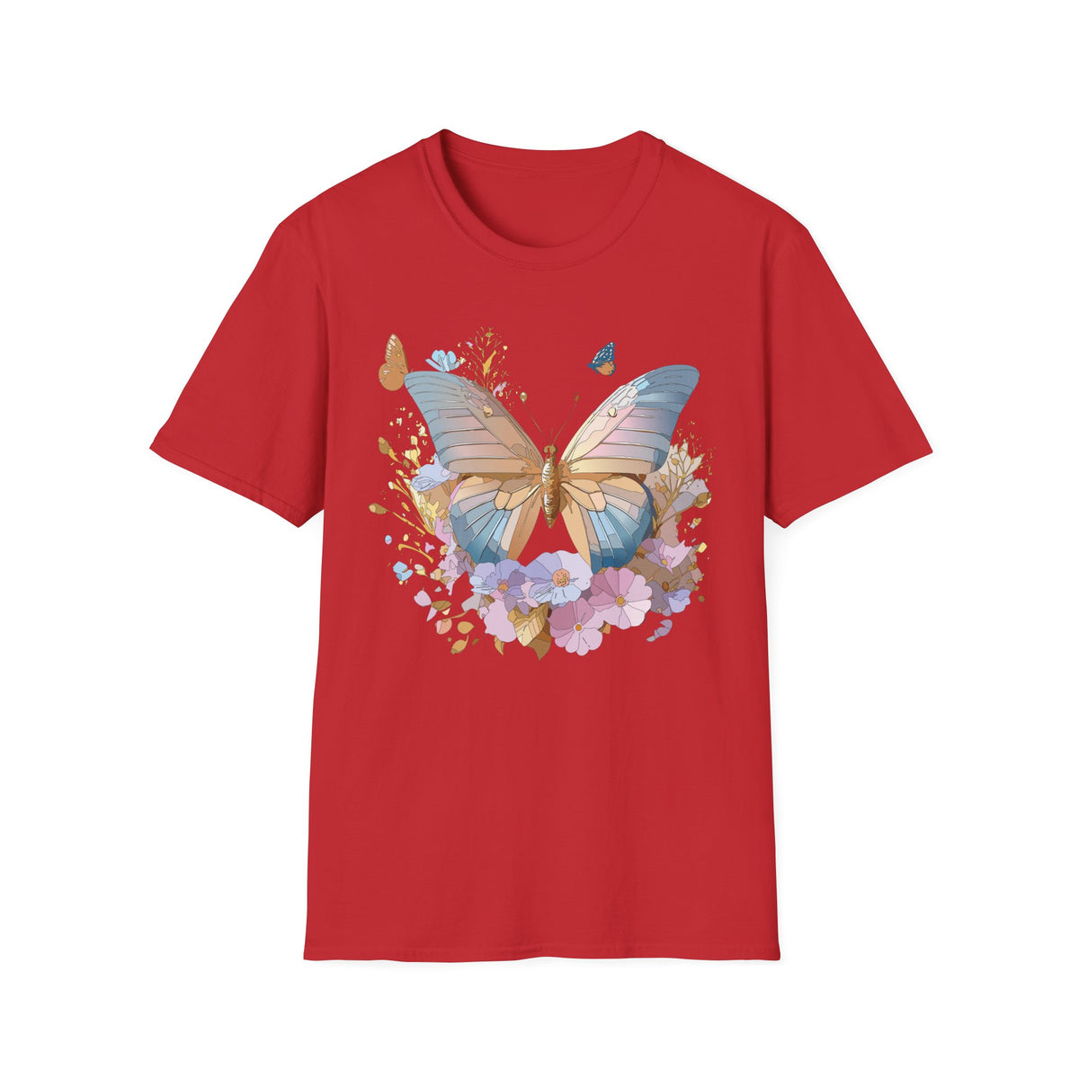 Butterfly Floral Tee — Pastel Garden Butterfly Graphic Tee Unisex 100 Cotton Gildan T-Shirt