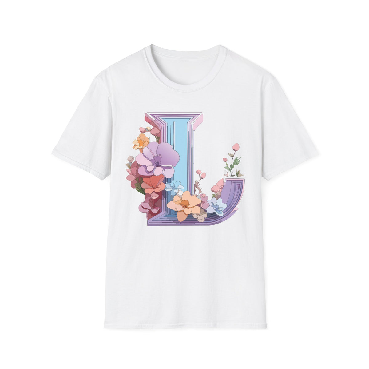 Floral Letter L T-Shirt | Botanical Initial Monogram Tee