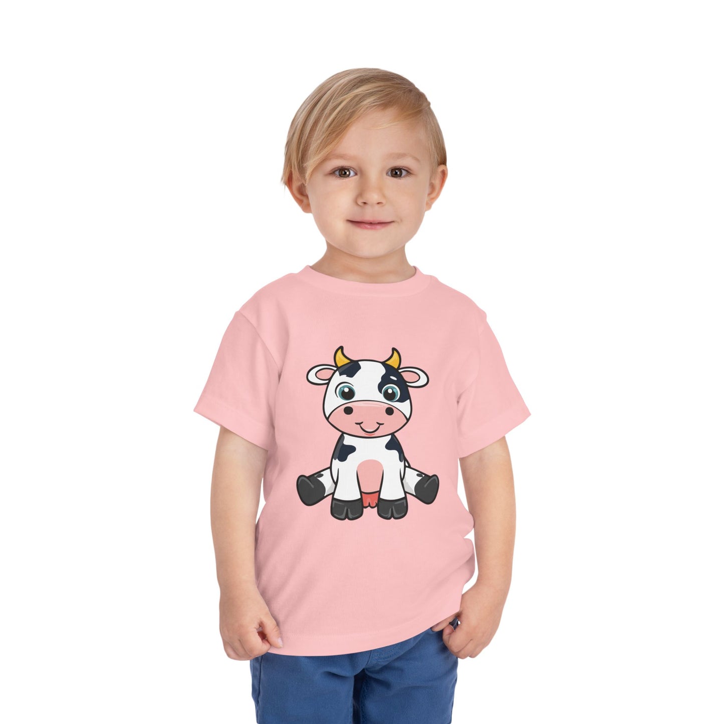 Cute Cow Toddler Short Sleeve Tee - Adorable Kids T-Shirt for Animal Lovers (T2-T5)