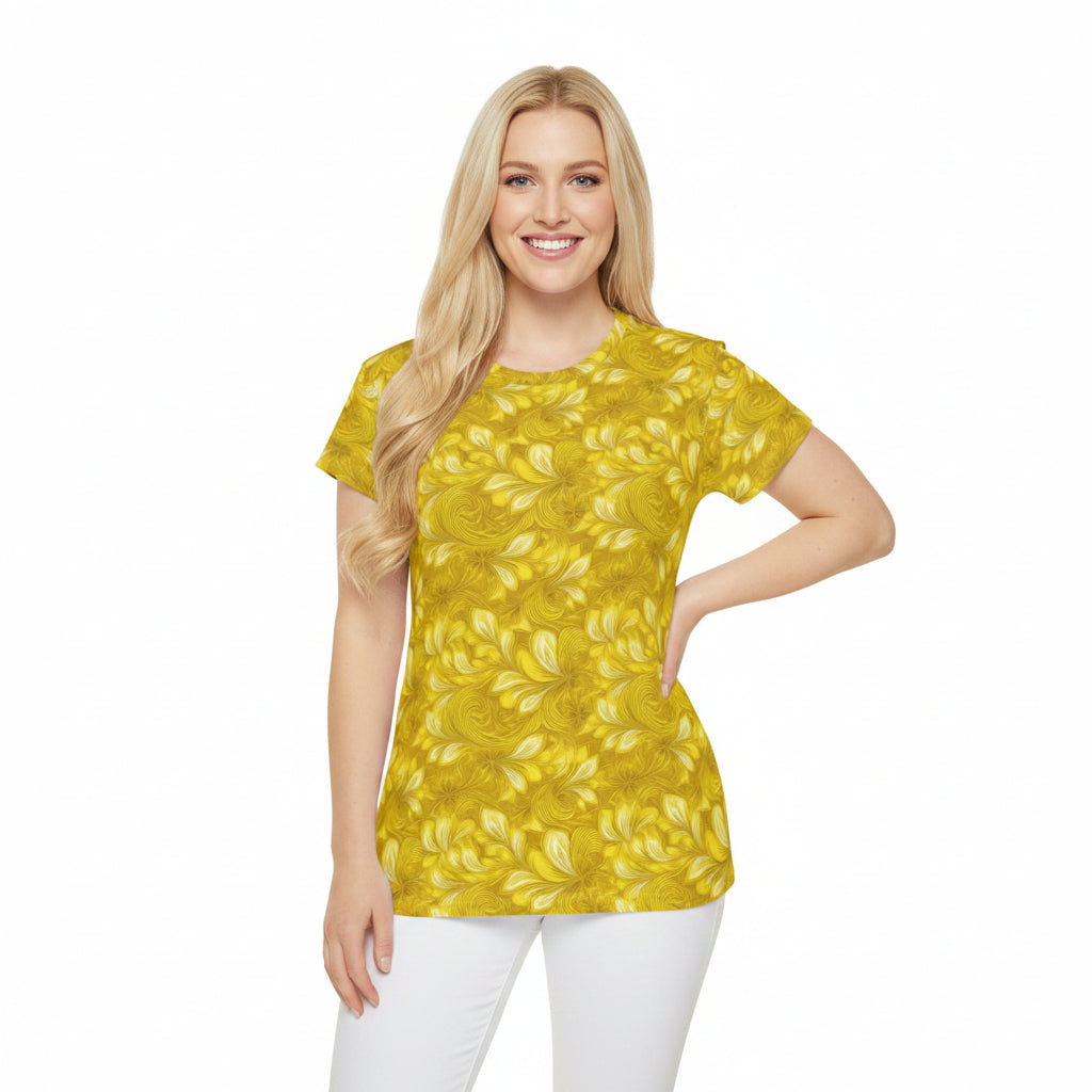 Women Poly Span T-Shirt with Floral Print
