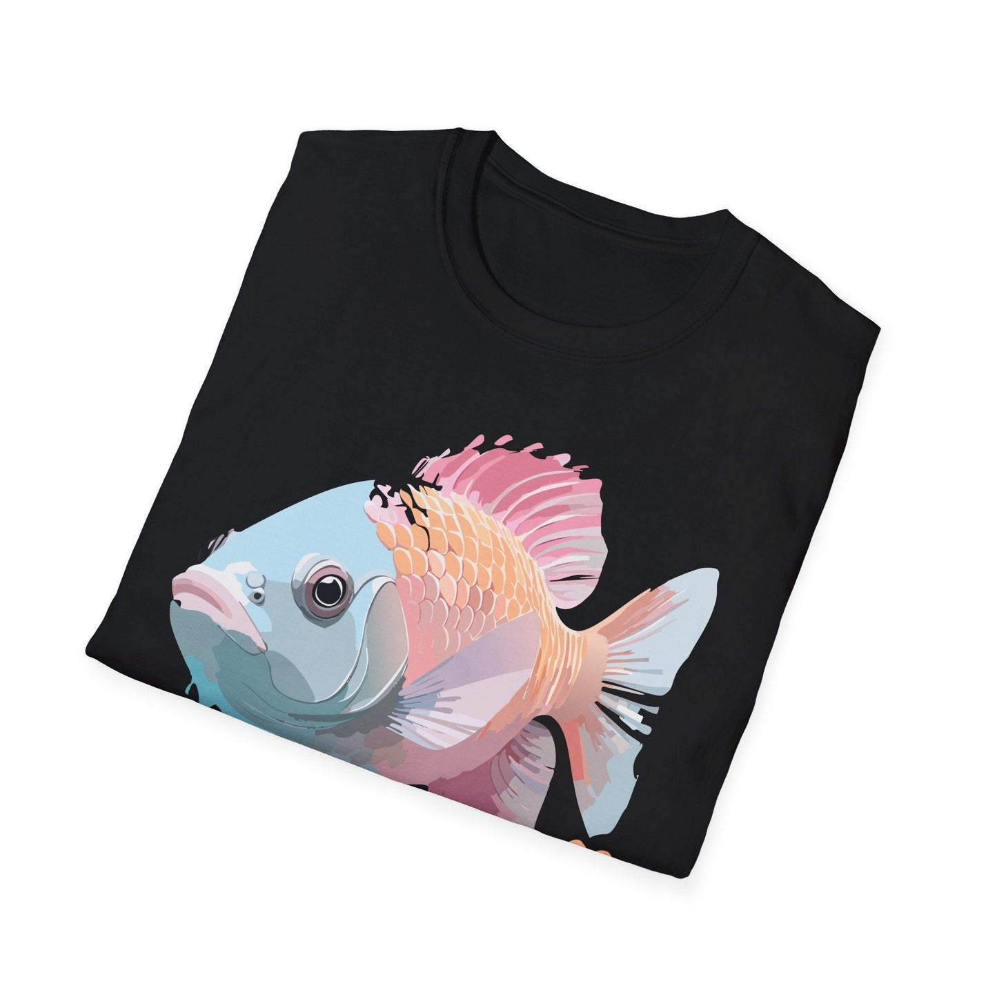Fish Art Design Shirt Unisex Graphic Tee 100 Percent Ring Spun Cotton Softstyle Gildan 64000