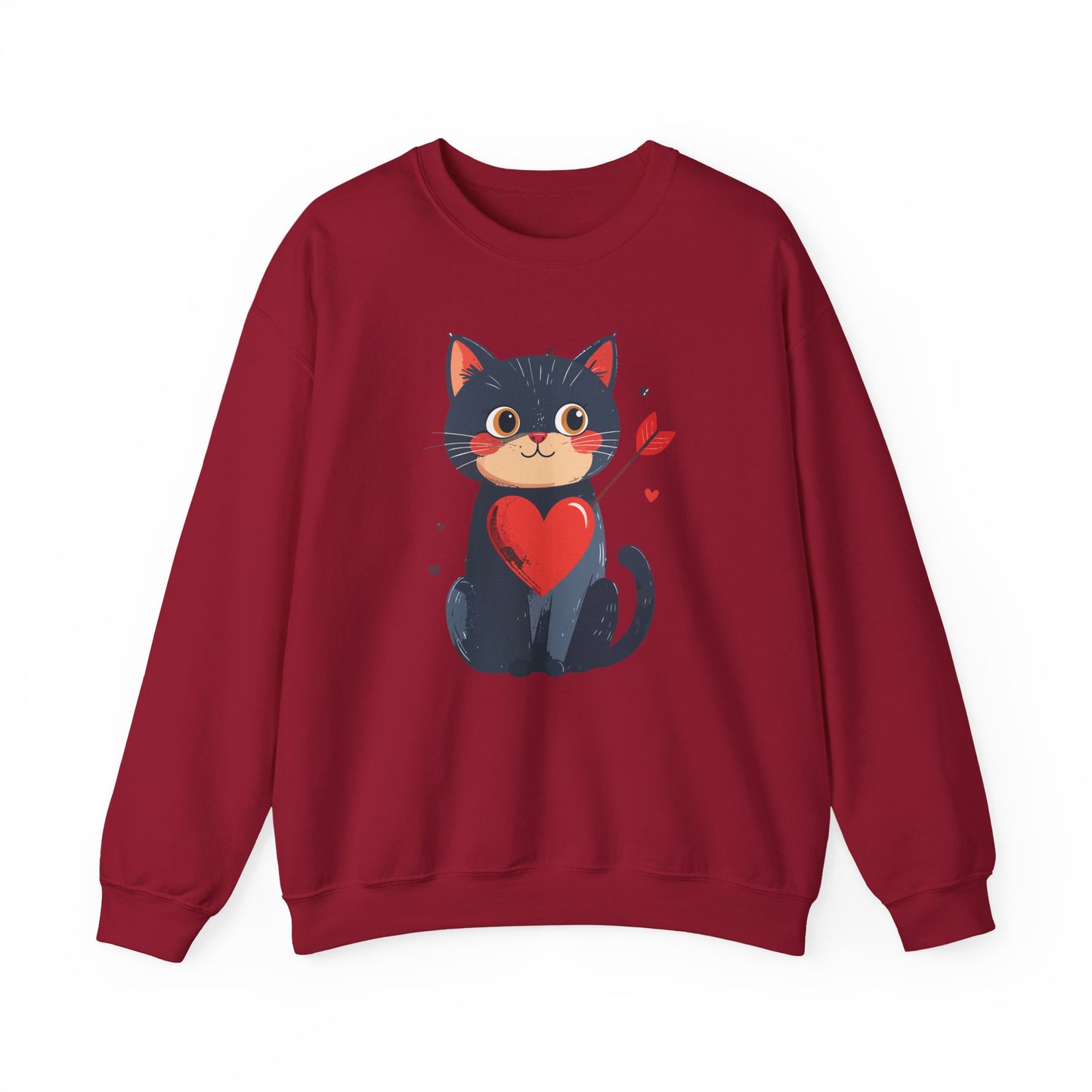 Cat Heart Sweatshirt, Heart Sweatshirt, Cat Sweatshirt, Valentine's Day Sweatshirt, 50/50 Cotton-Poly Animal Sweatshirt 108