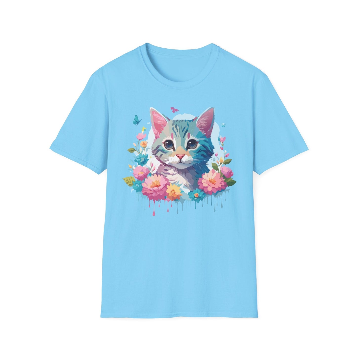 Cat Shirt Unisex Tee Kitten Cat Tee Softstyle 100 Percent Cotton Gildan 64000