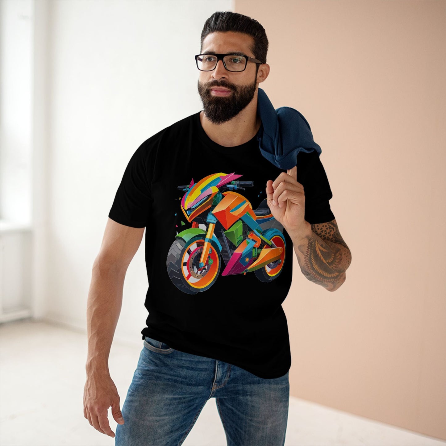 Moto Bike Graphic Unisex 100 Cotton Staple Tee 7