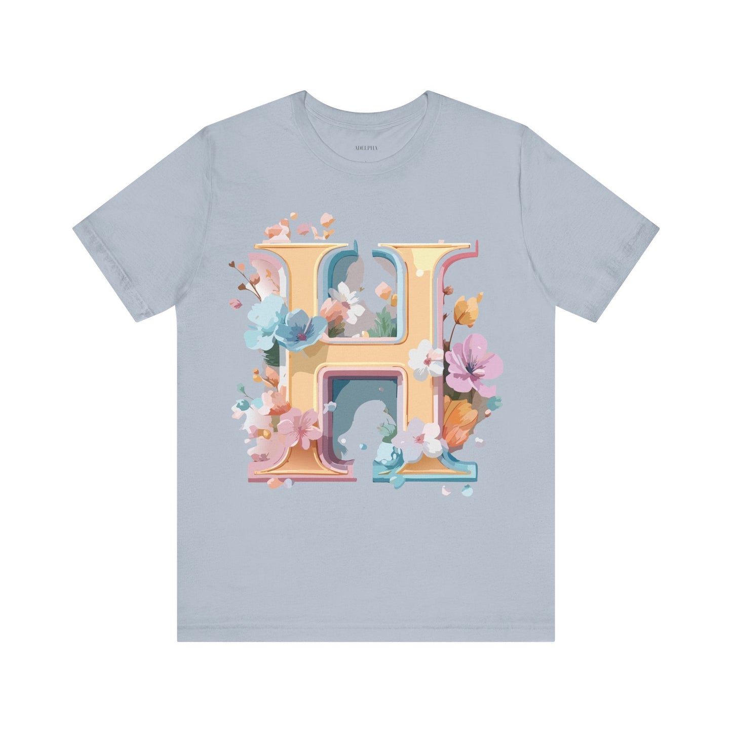Adelpha Letter H Graphic Tee Unisex Jersey Short Sleeve Vintage Inspired Art Design Shirt