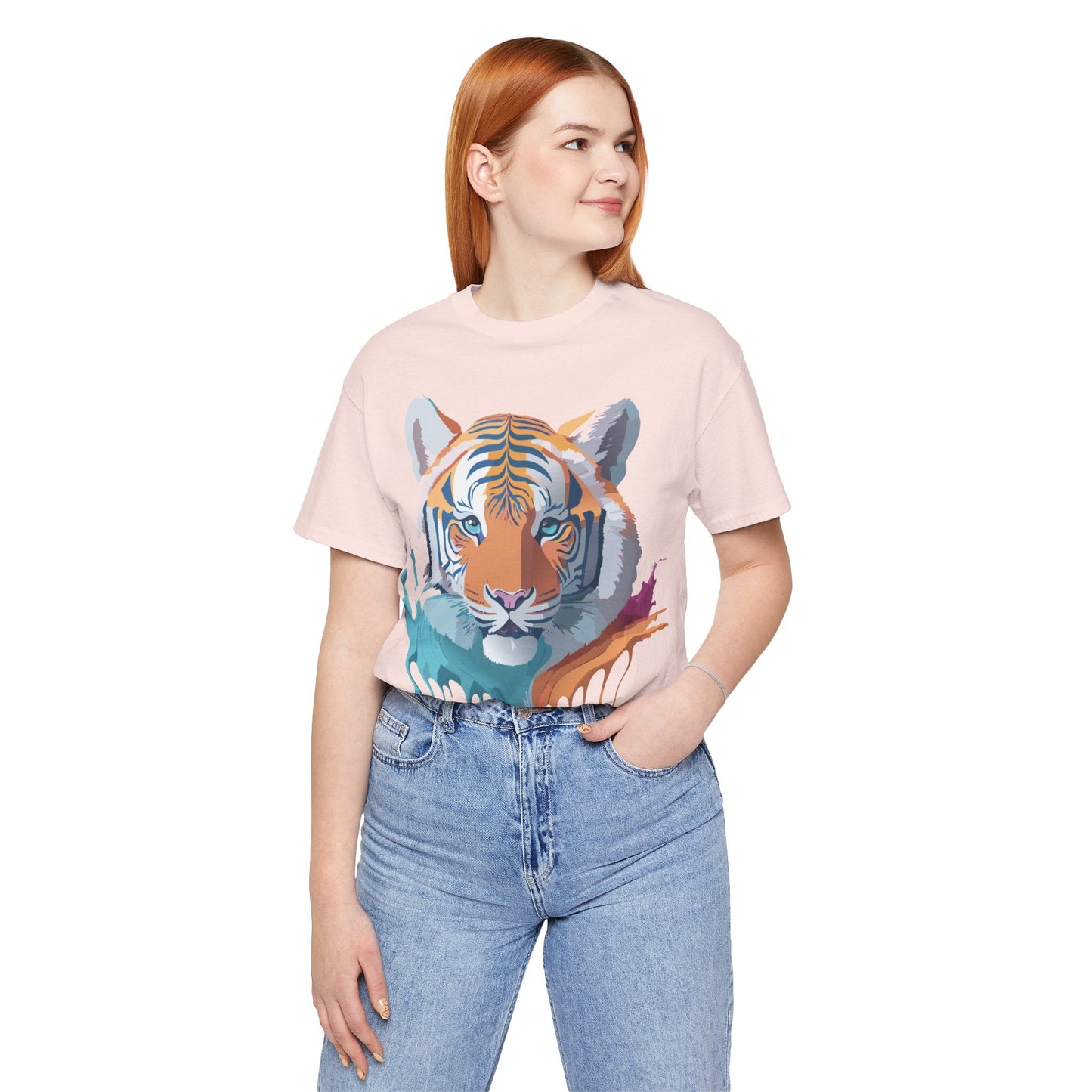 Tiger Graphic Tee Unisex Short Sleeve Shirt With Vintage Inspired Adelpha Artwork