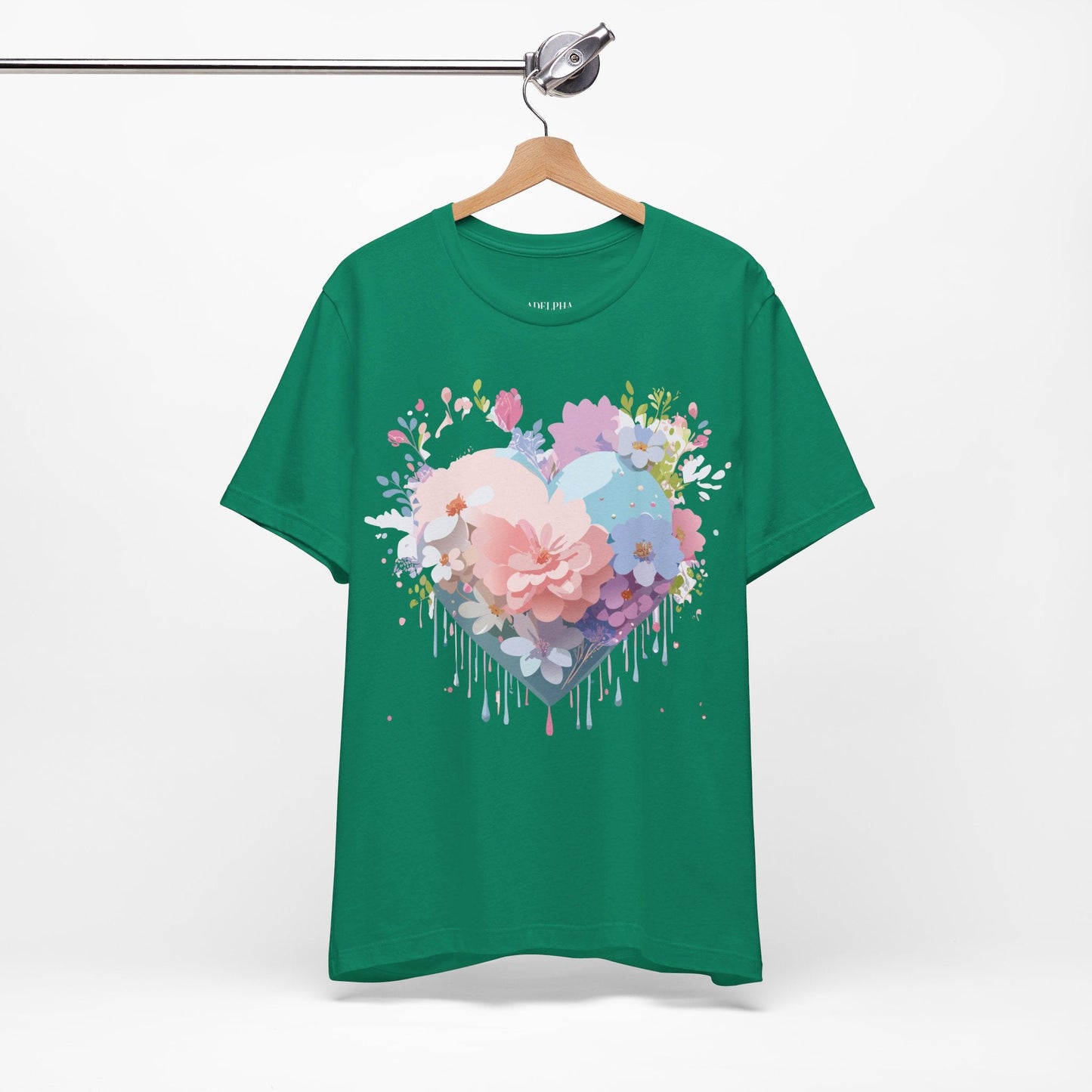 Valentine Day Graphic Unisex 100 Cotton Vintage Artwork with Love and Flower Design Tee 32