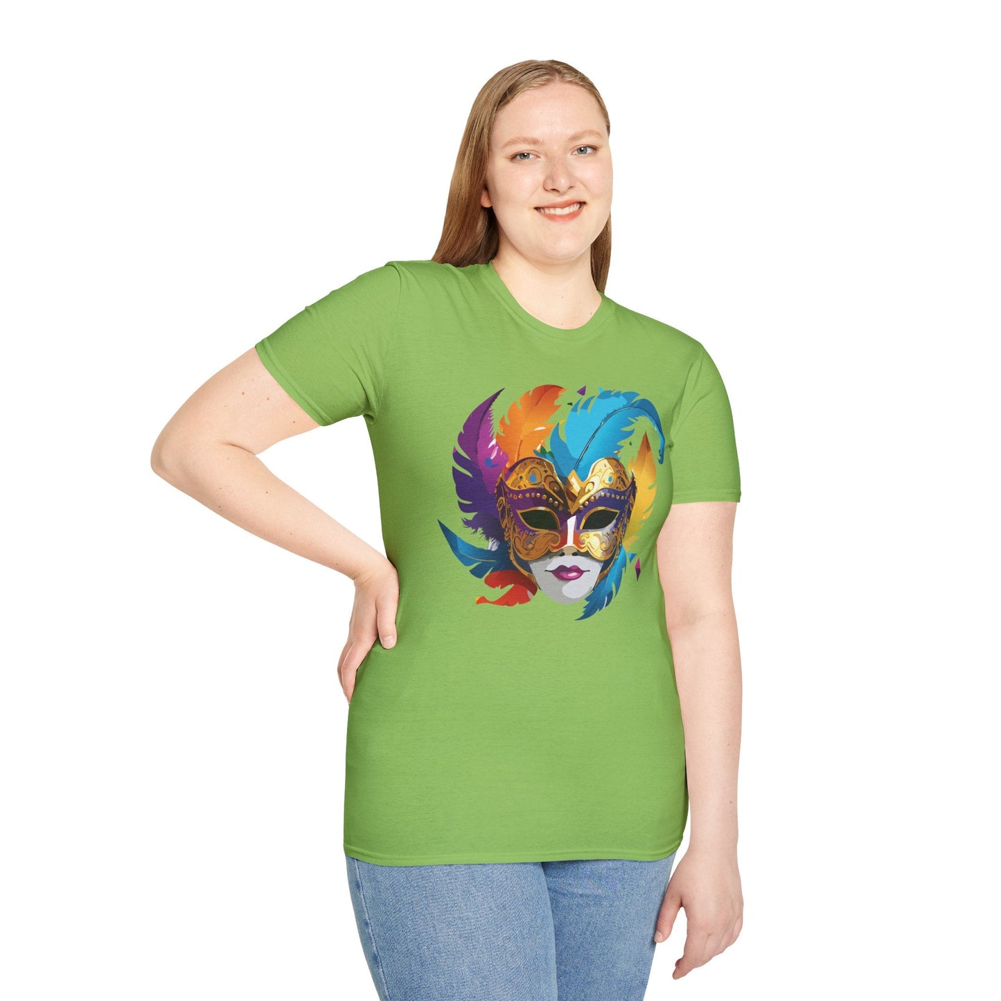 Mask Tee Shirt Unisex Short Sleeve Cotton Tee Art Design Masquerade Gildan Softstyle 64000