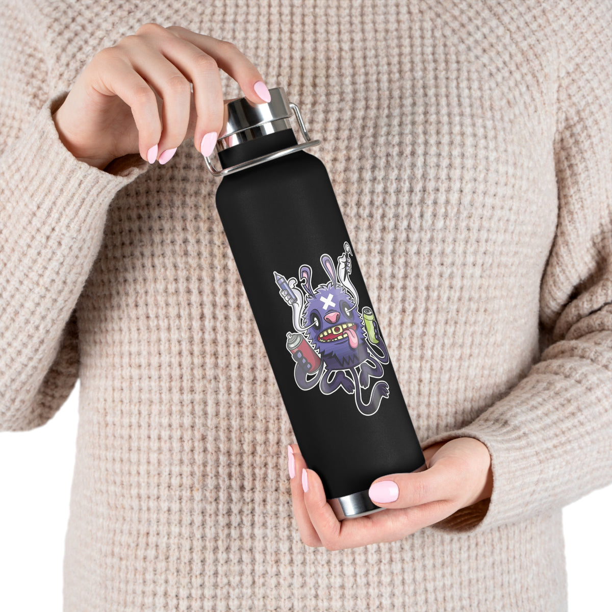 22oz Copper Insulated Water Bottle with Cartoon Design - CV66