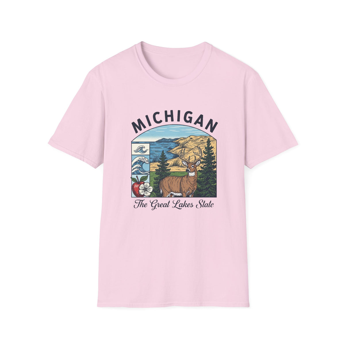 Michigan Scenic T-Shirt — Great Lakes State Vintage Travel Tourist Graphic Design Unisex 100 Cotton Gildan T-Shirt
