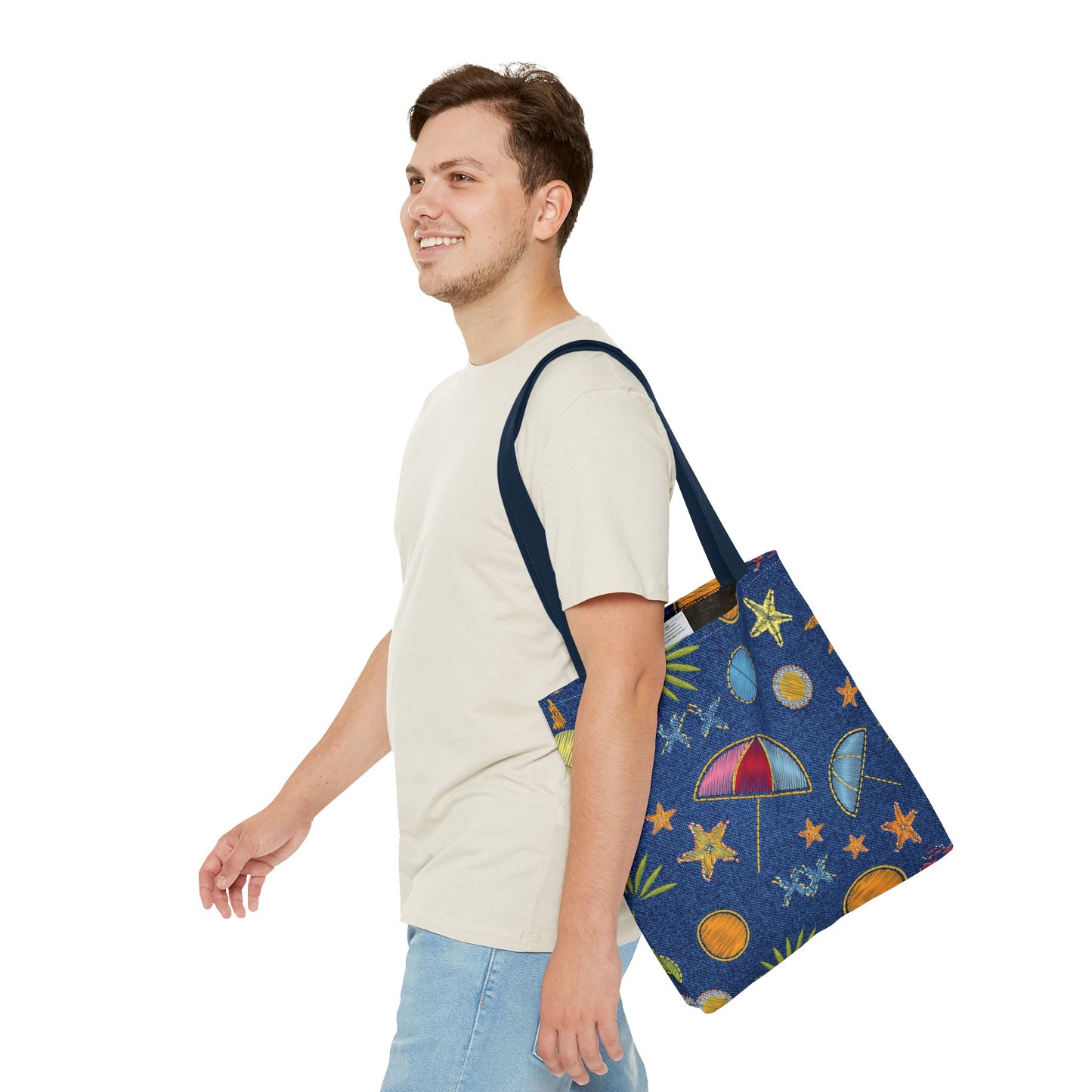 Denim Fabric Imitation Print Unisex Canvas Bag Poly Spun 3 Sizes Tote Bag 182-11