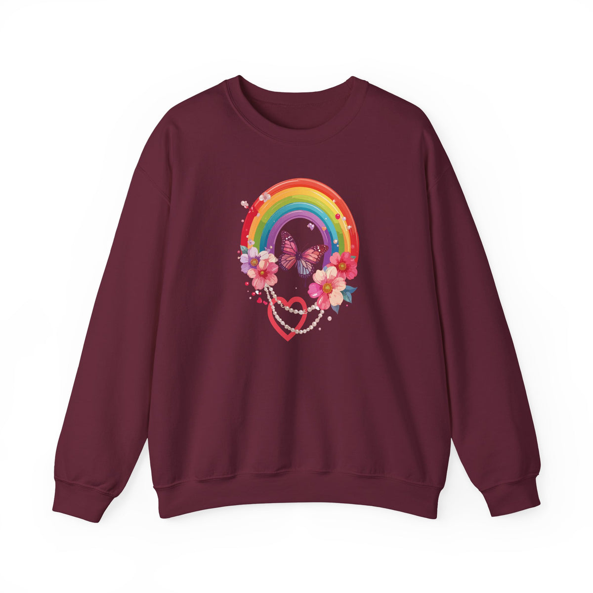 Rainbow Heart Sweatshirt, Floral Heart Sweatshirt, Floral Love Sweatshirt, Valentine's Day Sweatshirt, Rainbow Heart Floral Sweatshirt 106