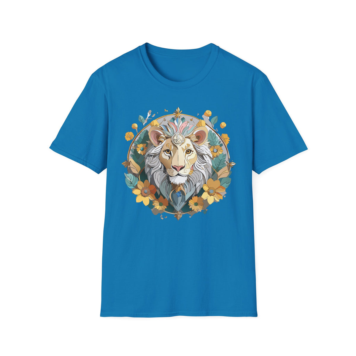 Floral Lion Illustration T-Shirt | Botanical Mane Tee