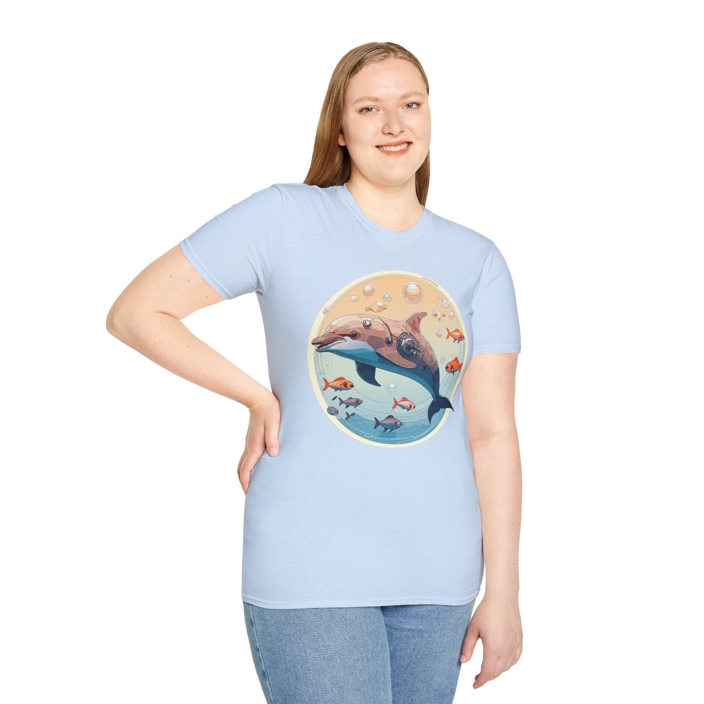 Dolphin Shirt Unisex Softstyle Tee 100 Percent Ring Spun Cotton Breathable Gildan 64000