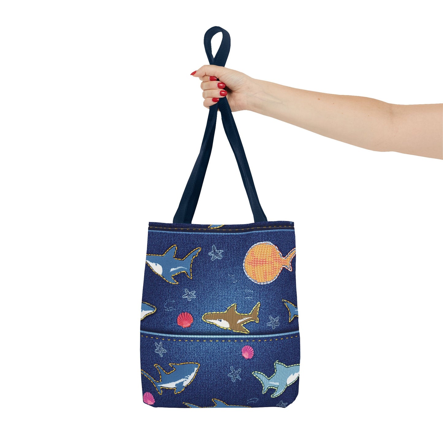 Denim Fabric Imitation Print Unisex Canvas Bag Poly Spun 3 Sizes Tote Bag 182-18