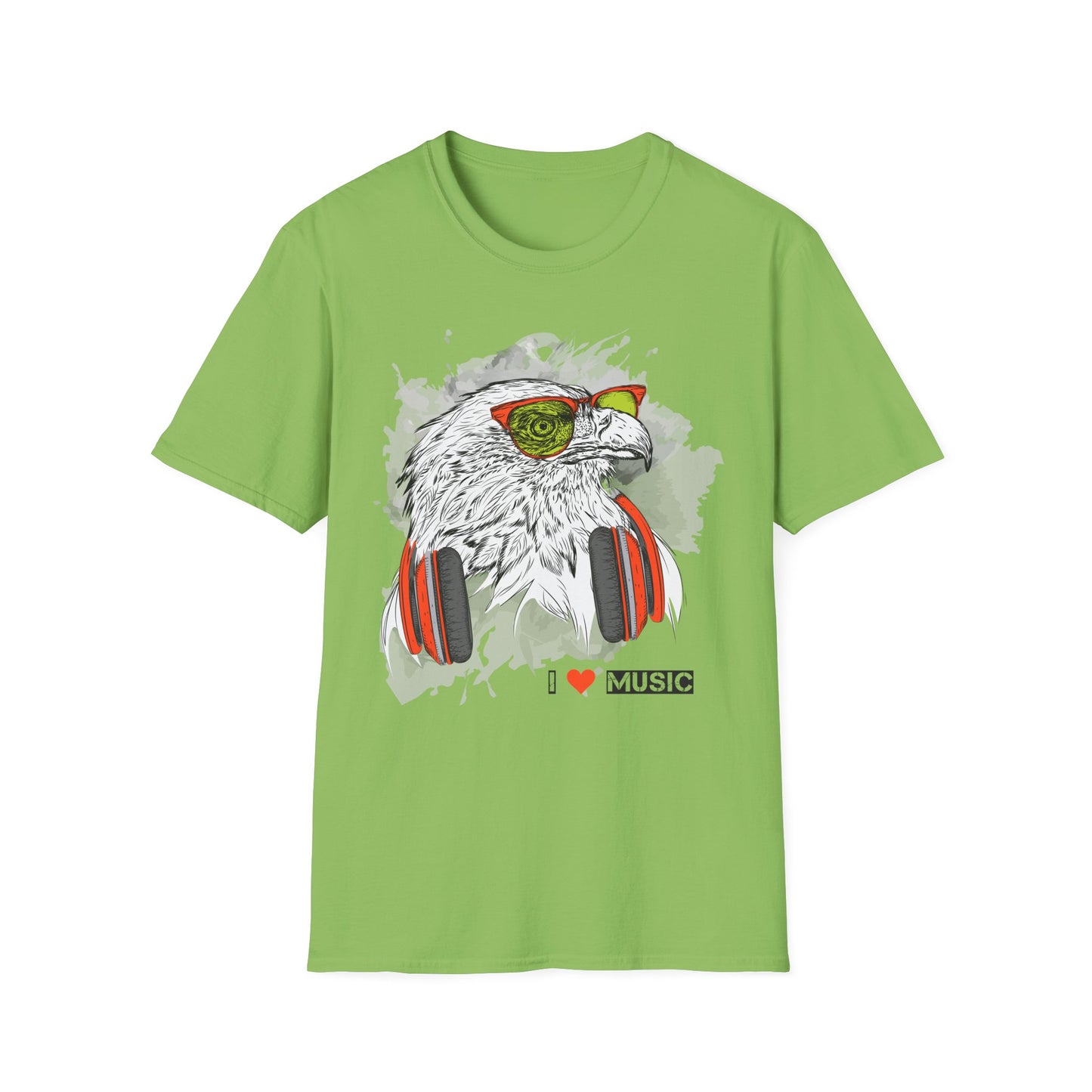 Eagle with Headphones T-Shirt Unisex Cotton Short Sleeves I Music Graphic Tee