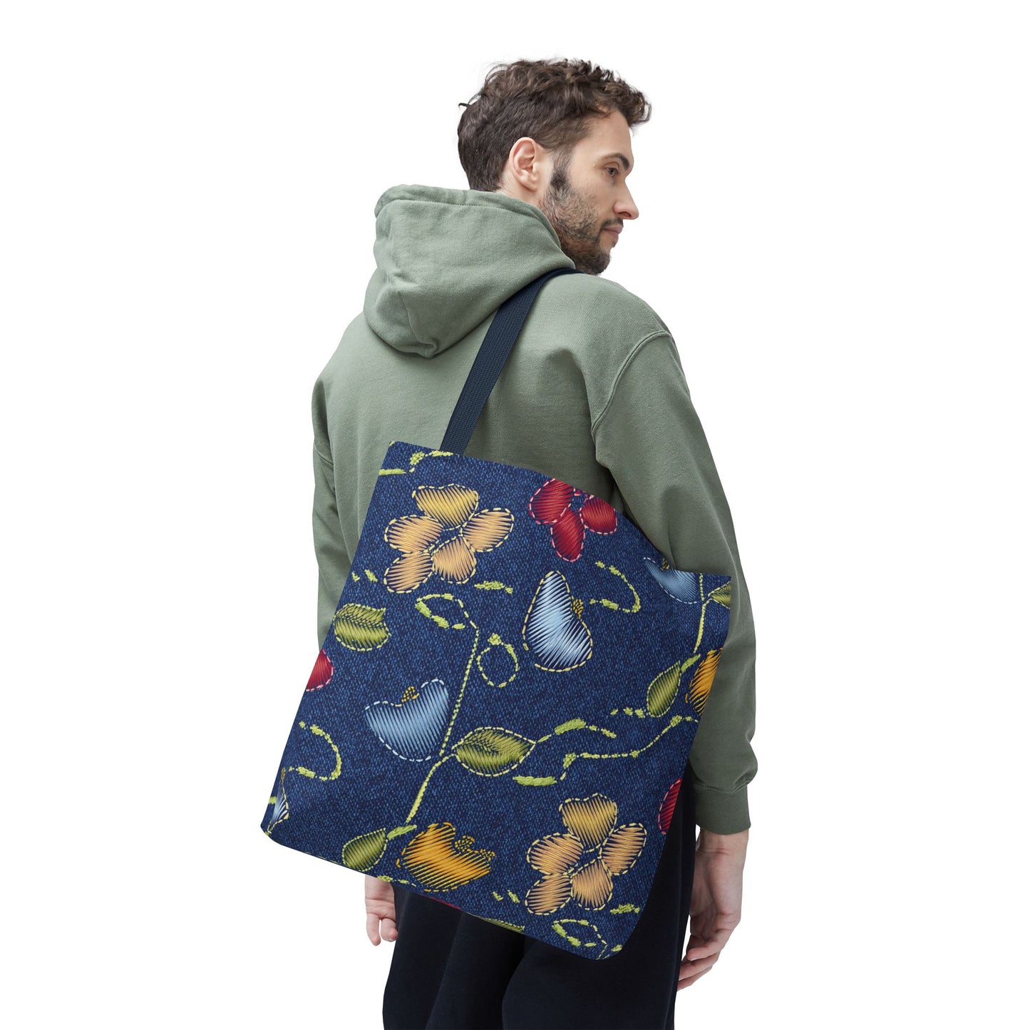 Denim Fabric Imitation Print Unisex Canvas Bag Poly Spun 3 Sizes Tote Bag 128