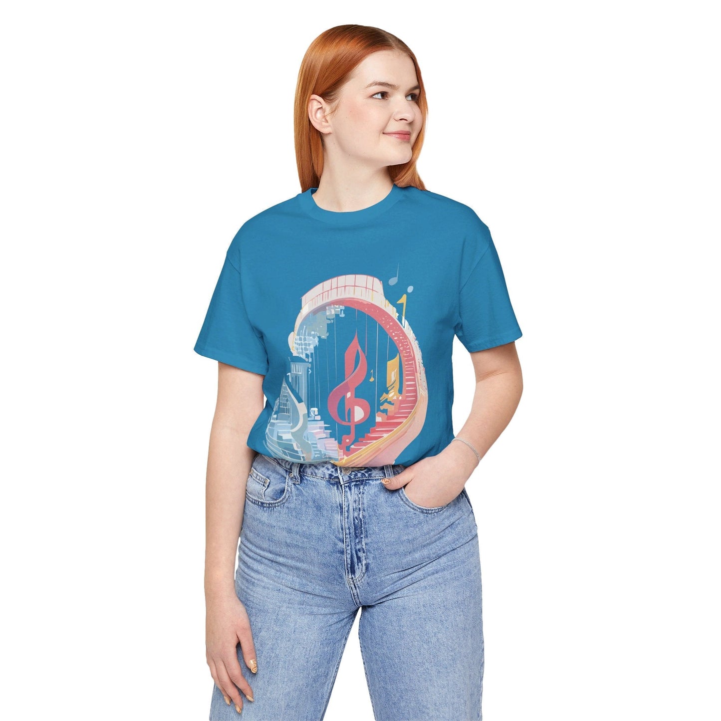 Music Graphic Unisex 100 Cotton Vintage Art with Musical Elements Tee 33