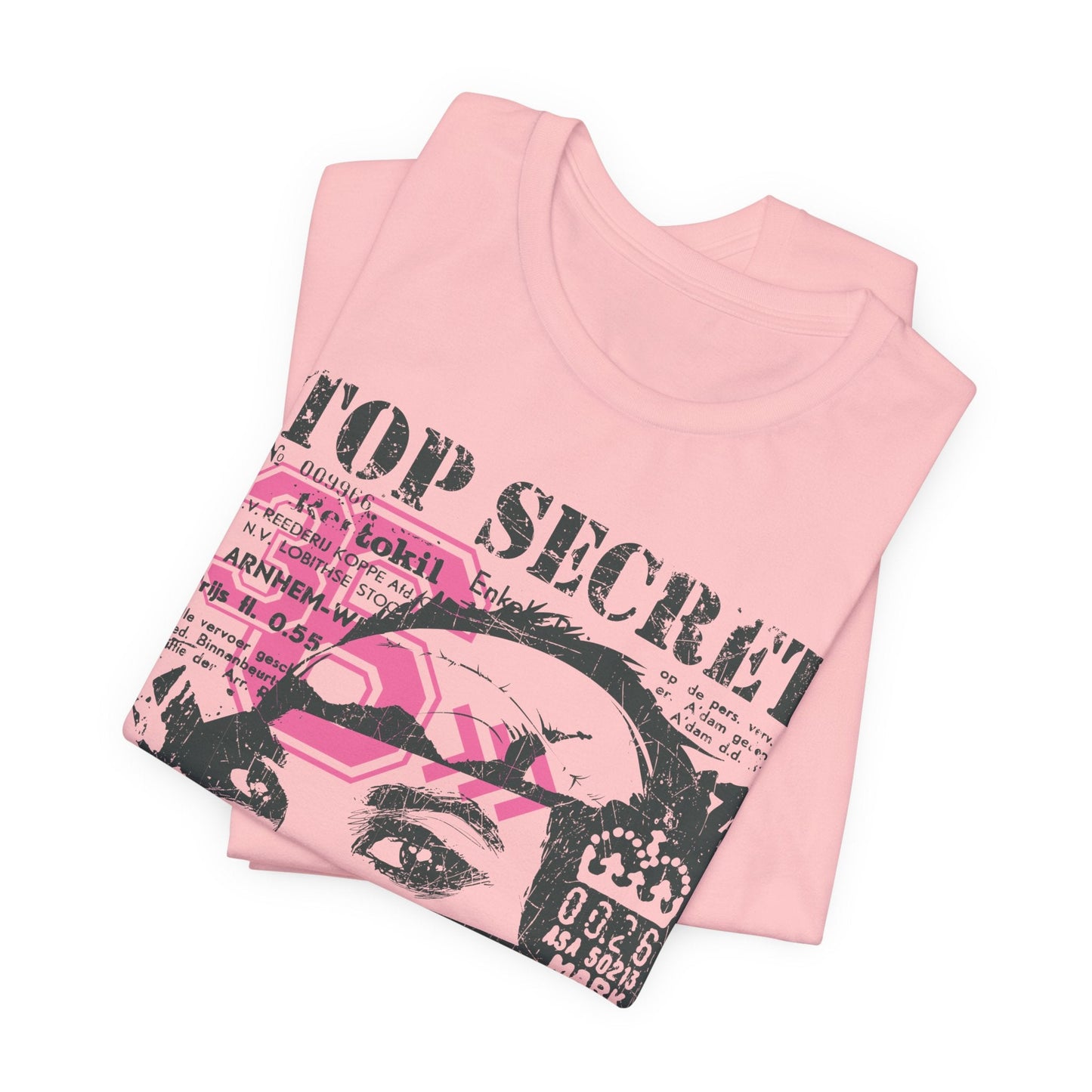 Top Secret Skull Face Tee Grunge Graphic T-Shirt Retro Collage A-6