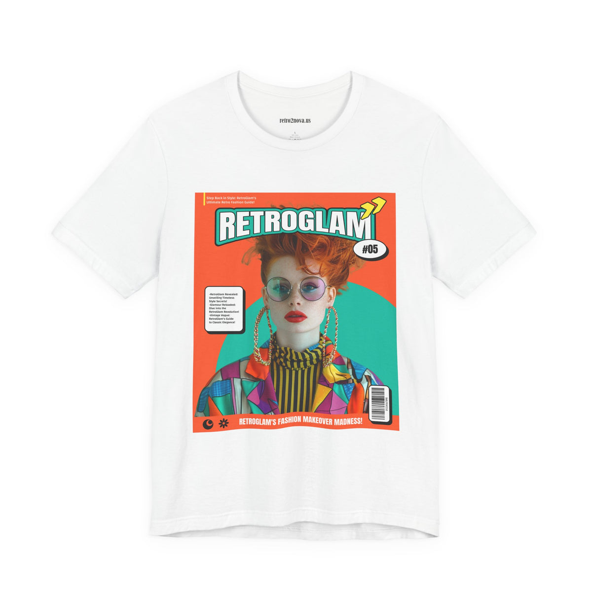 Magazine Cover Graphic Unisex Cotton Bella+Canvas Tee with Retro Poster ab30