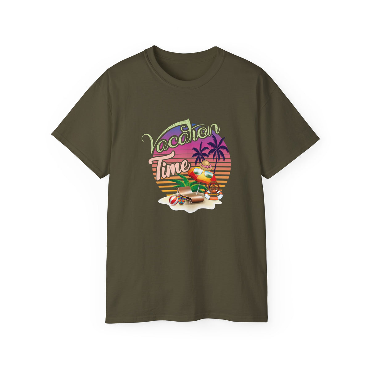 Vacation Time Palm Sunset Tee | Retro Beach Jeep Surfboard