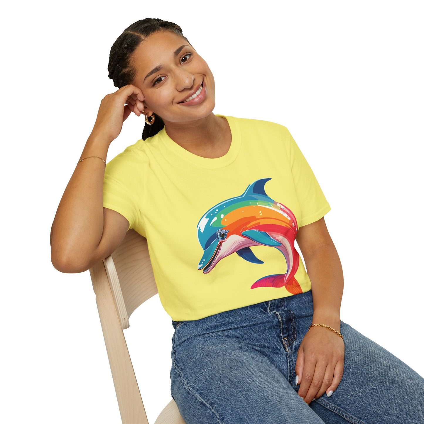 Dolphin Shirt For Unisex 100 Percent Ring Spun Cotton Gildan Softstyle 64000 Short Sleeve Tee