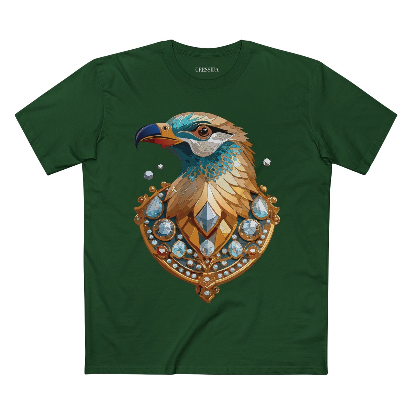 Bird Graphic Unisex 100 Cotton Tee With Unique Animal Golden Medallion Art Design 21
