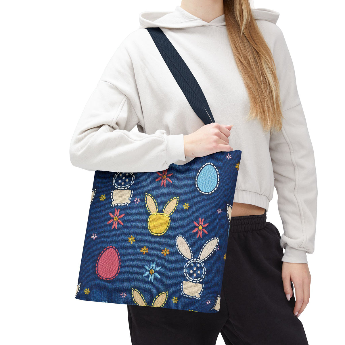 Easter Graphic Design Denim Fabric Imitation Print Unisex Canvas Bag Poly Spun 3 Sizes Tote Bag 204-5
