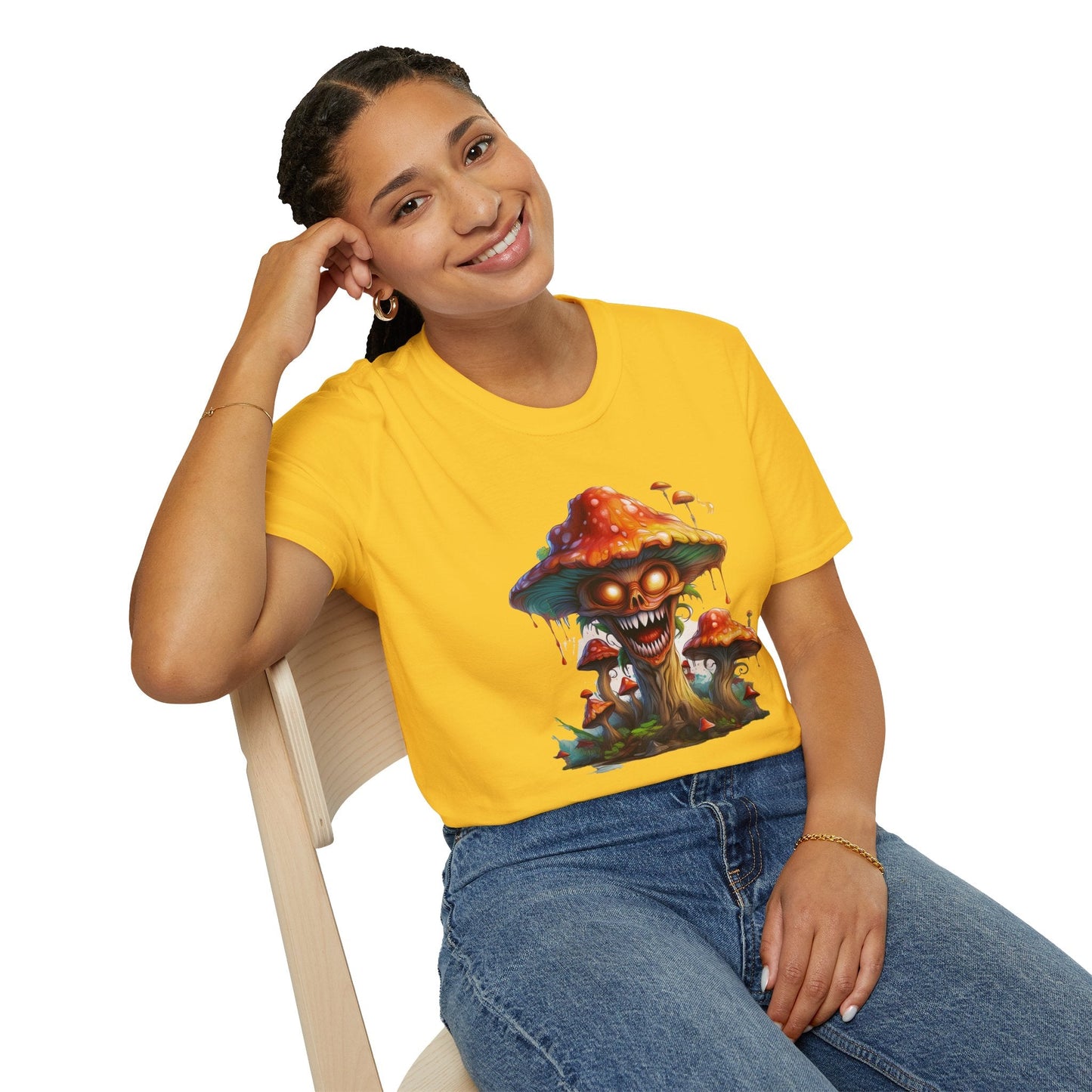 Mashroom Tee Shirt Unisex Softstyle 64000 100% Ring Spun Cotton with Funny Mushroom Artwork