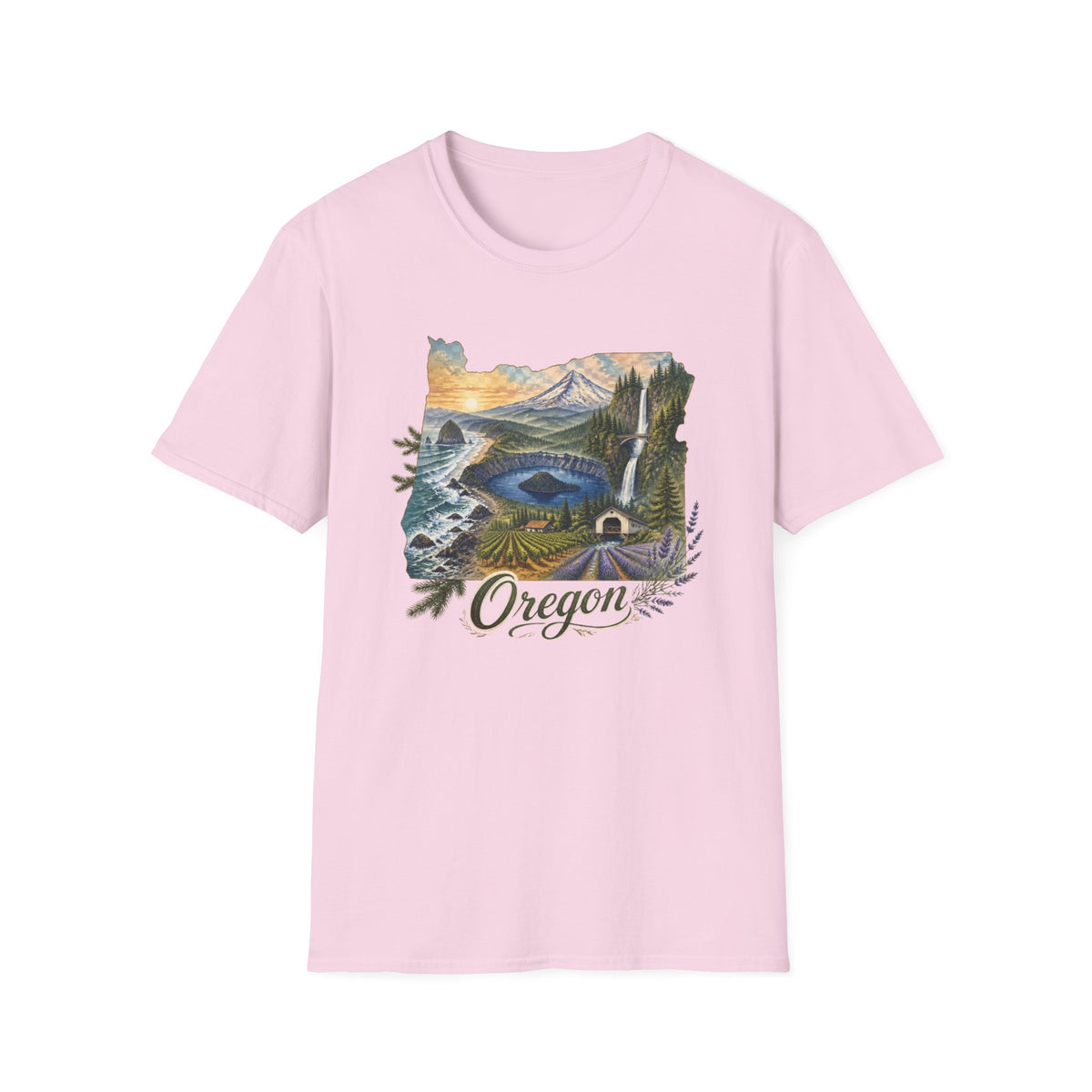 Oregon Crater Lake Mountains Travel Graphic Design Unisex 100 Cotton Gildan T-Shirt