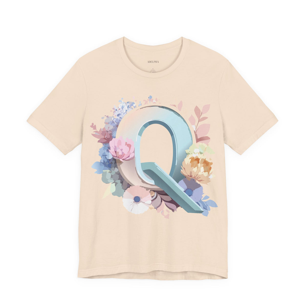 Letter Q Graphic Unisex Cotton Bella+Canvas Tee with Art Letter Design