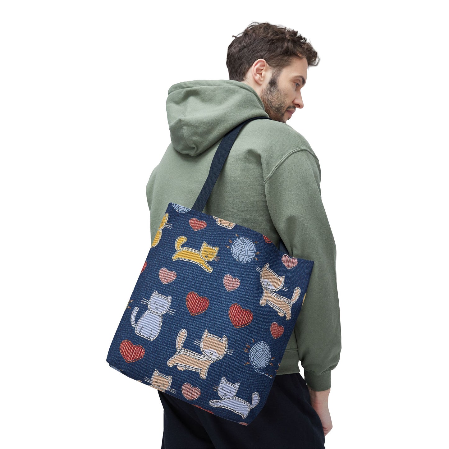 Love Day Graphic Design Denim Fabric Imitation Print Unisex Canvas Bag POLY 3 Sizes Tote Bag 201-8