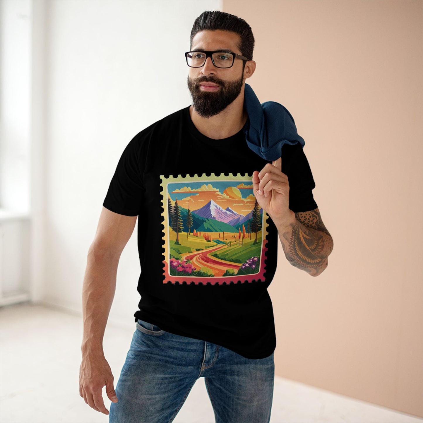 Stamp Shirt Postage Stamp Tee Unisex Premium Cotton With Original Art Design Retro2Nova