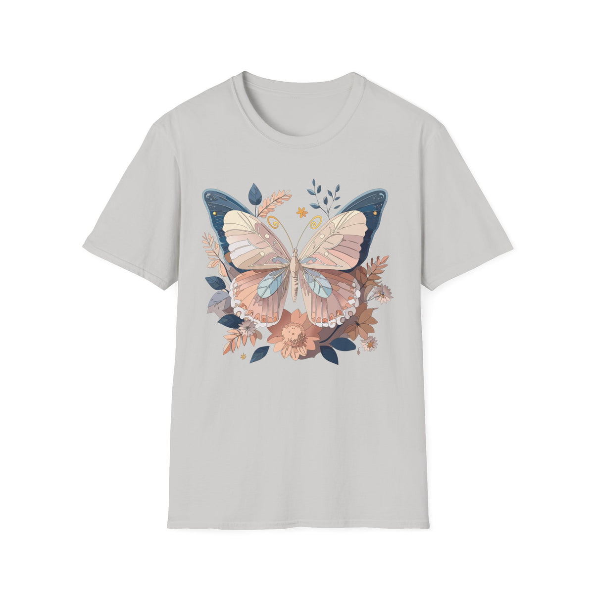 Pastel Botanical Butterfly T-Shirt | Floral Wings Nature Graphic Tee Unisex 100 Cotton Gildan T-Shirt