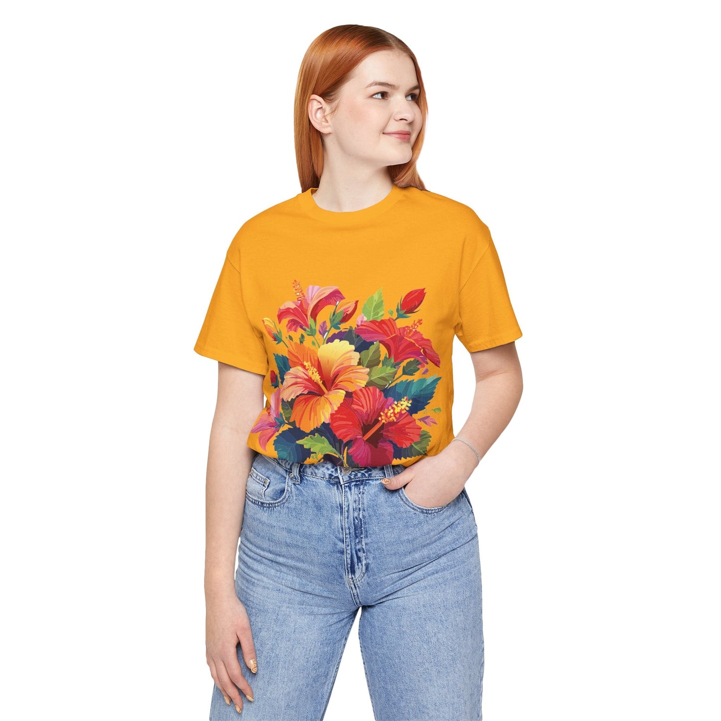 Retro2Nova Floral Shirt Unisex Jersey Short Sleeve Tee From Flowers Collection Bold Vibrant Design