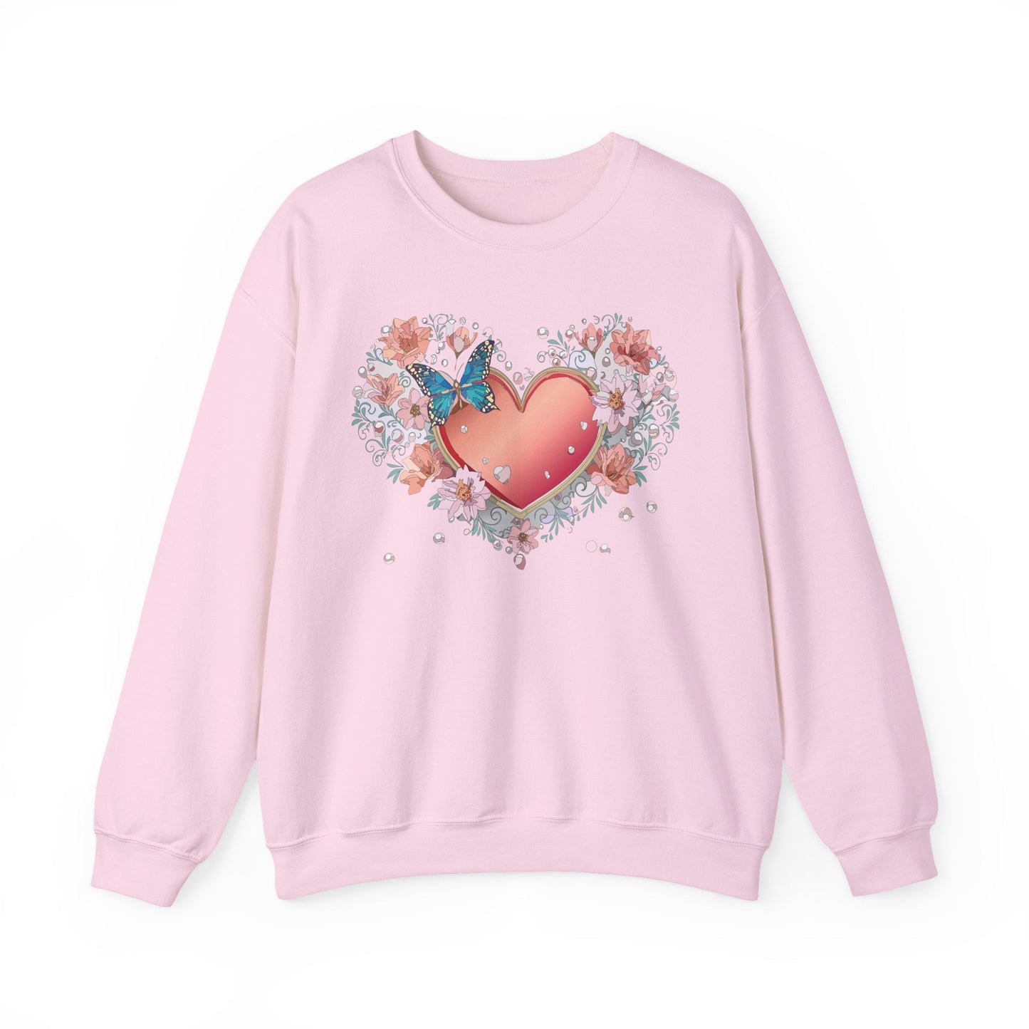 Unisex Floral Heart Sweatshirt With Love Graphic For Valentines Day Gift Cozy Winter Wear