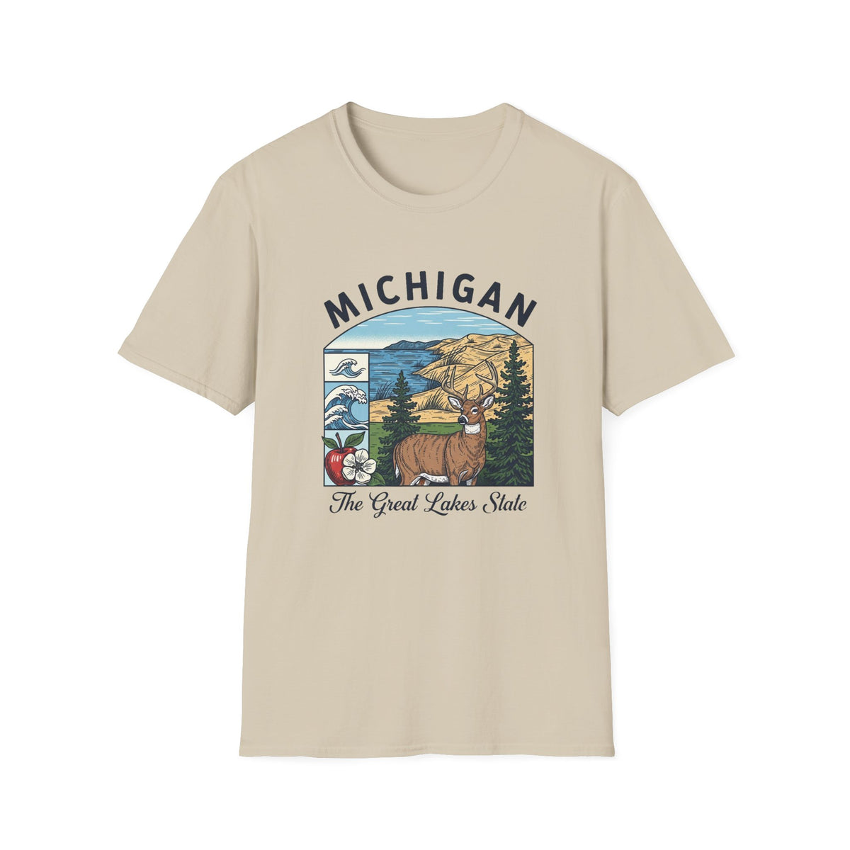 Michigan Scenic T-Shirt — Great Lakes State Vintage Travel Tourist Graphic Design Unisex 100 Cotton Gildan T-Shirt
