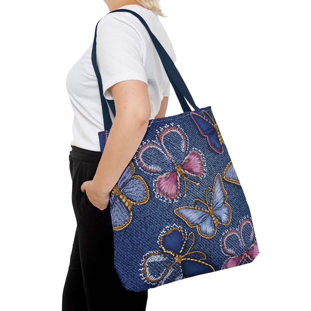 Denim Fabric Imitation Print Unisex Canvas Bag Poly Spun 3 Sizes Tote Bag 179