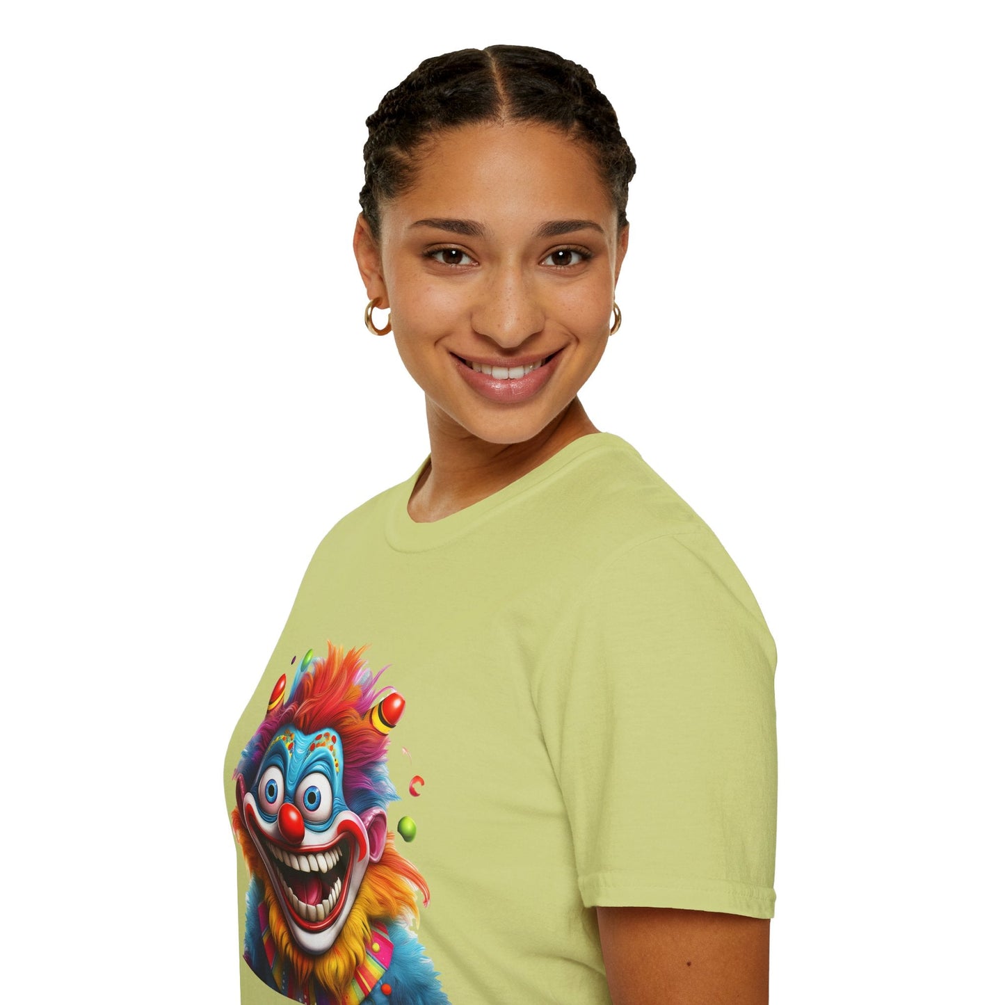 Clown Themed Unisex T Shirt Funny Man Circus Scary Man Tee Gildan Softstyle 64000 Cotton