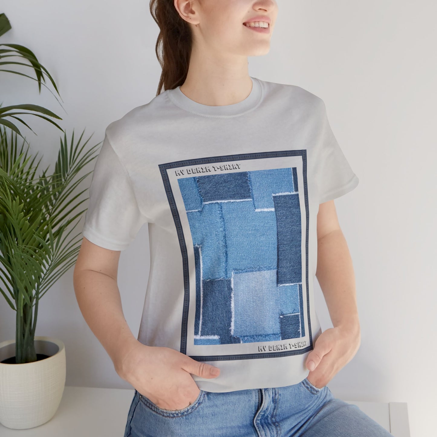 T-shirt unisexe en coton avec imprimé denim