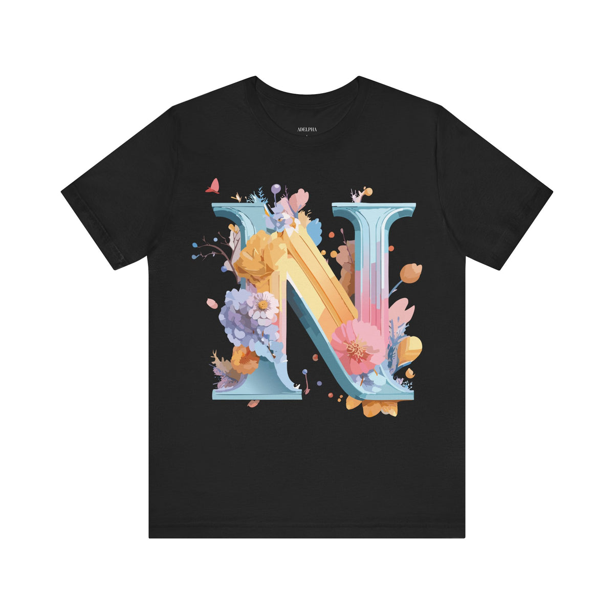 Letter N Graphic Unisex Cotton Bella+Canvas Tee with Art Letter Design
