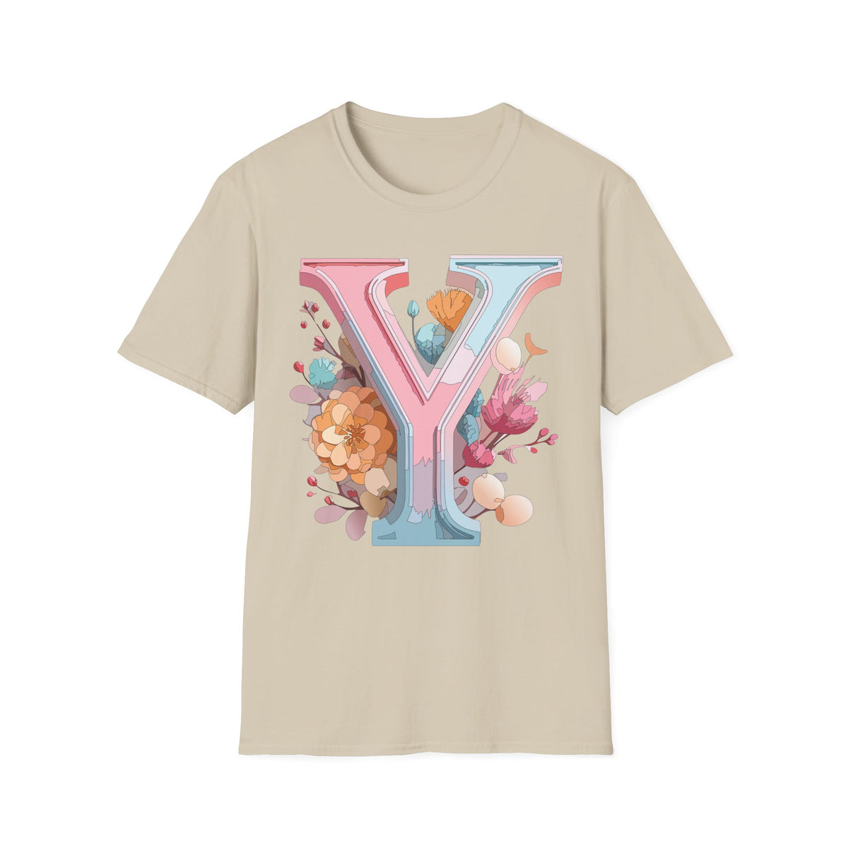 Floral Letter V T-Shirt | Pastel Monogram V Tee