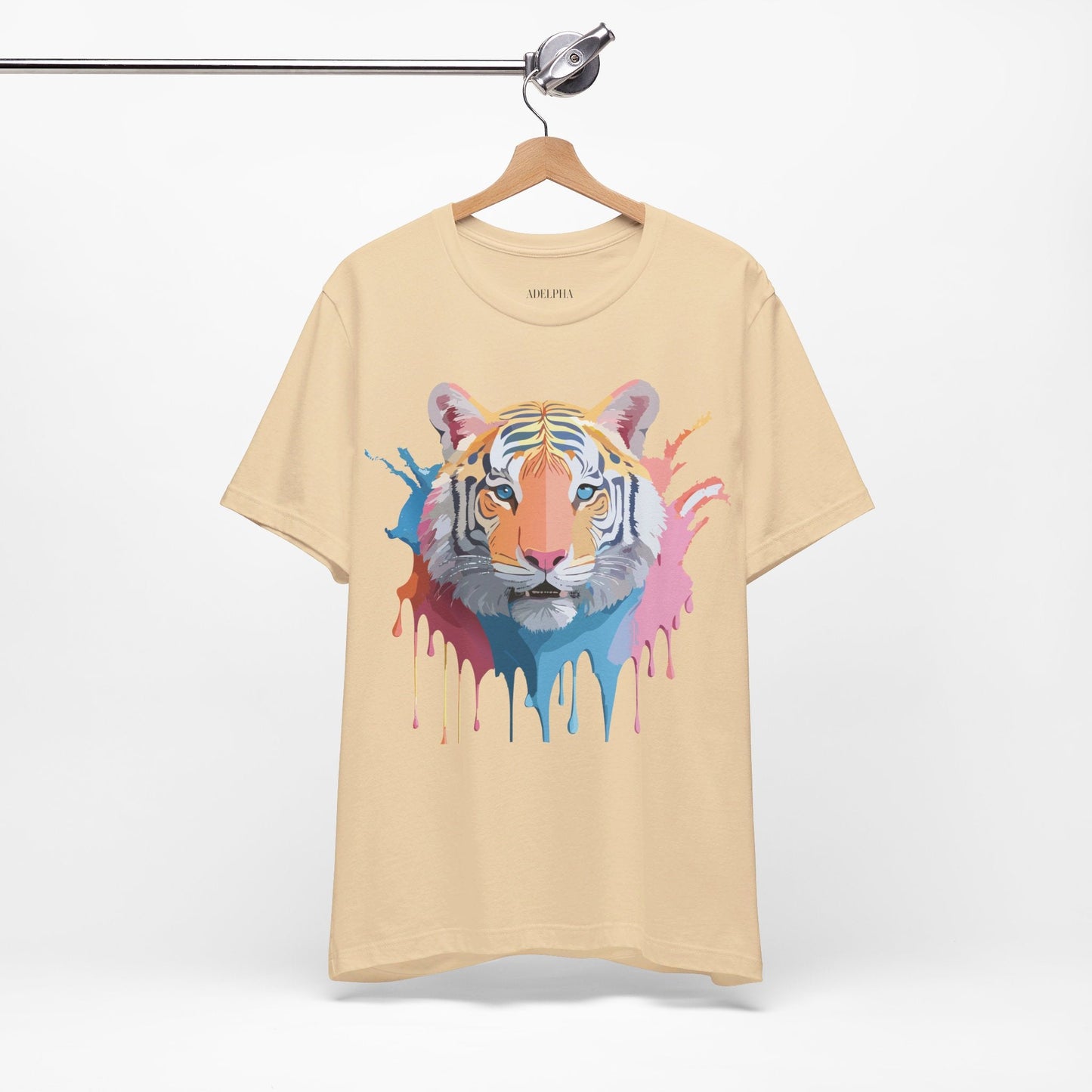 Tiger Graphic Tee Unisex Short Sleeve Shirt With Vintage Inspired Adelpha Artwork