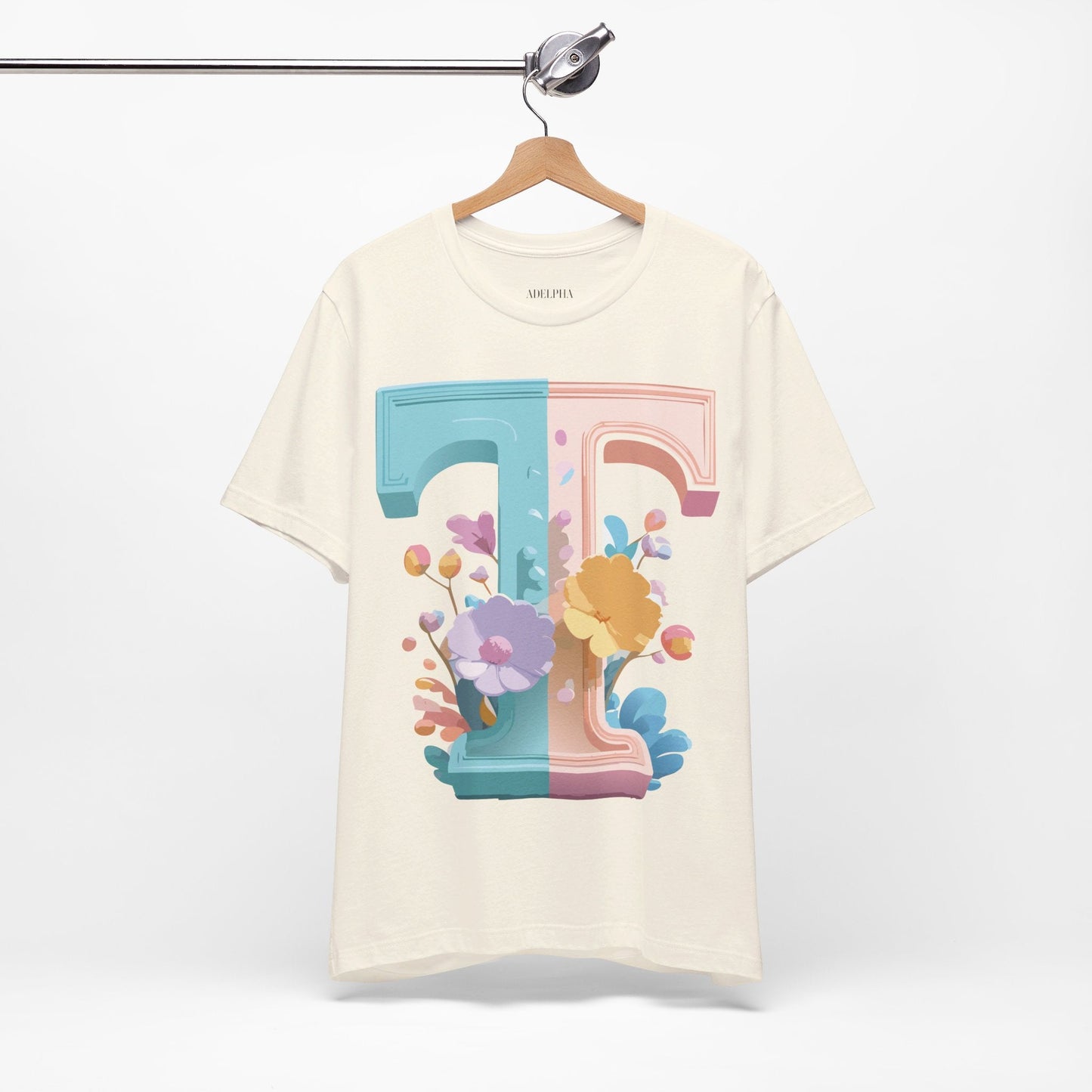 Unisex Short Sleeve Letter T Graphic Featuring Vintage Inspired Artwork